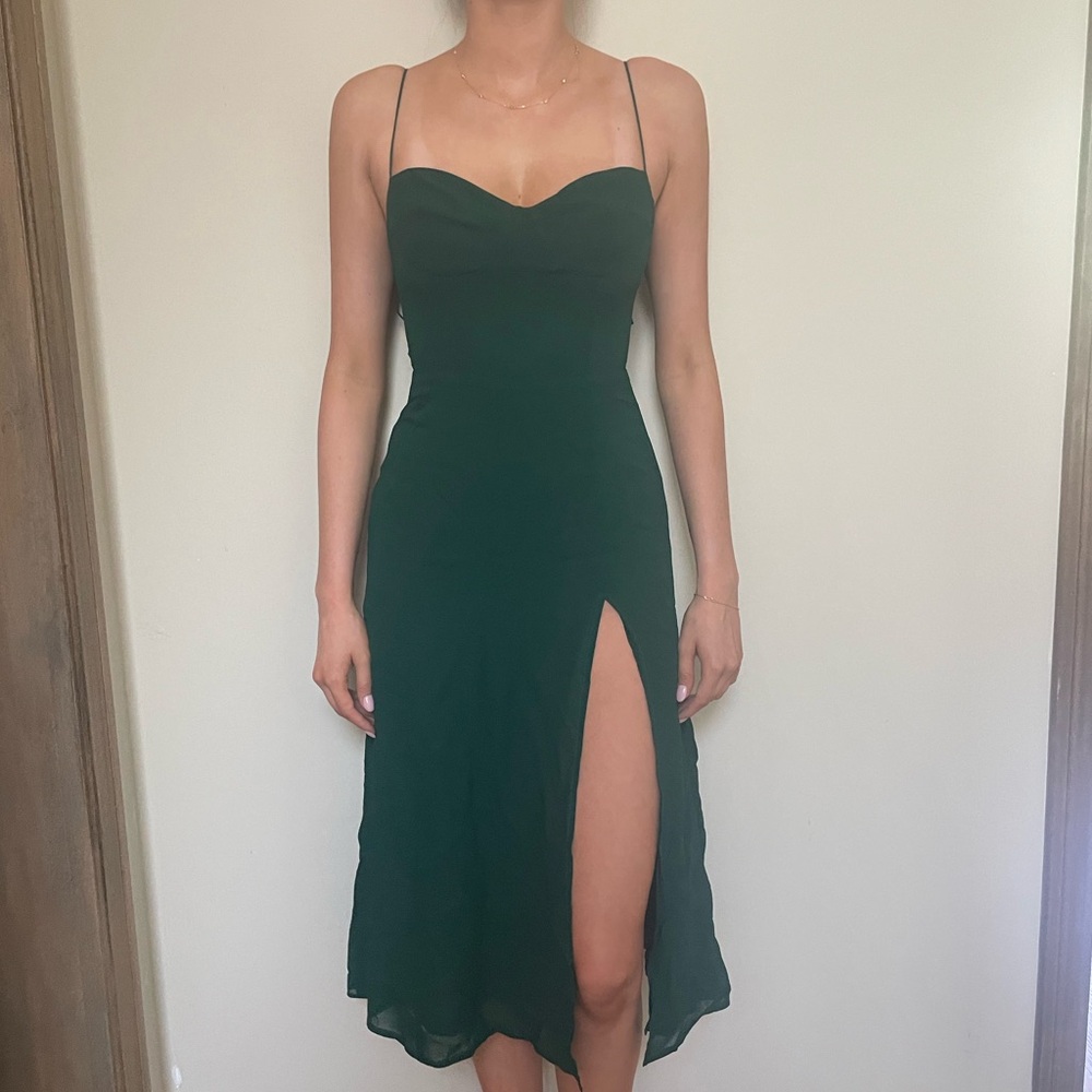 Reformation Dark Green Midi Dress